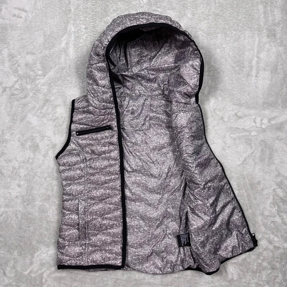 Sugarfly Puffer Vest Kids‎ L Gray Y2K Quilted Down Hooded Zip Up Outdoor Comfy